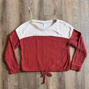NOBO Red and Cream Waffle Knit Sweater